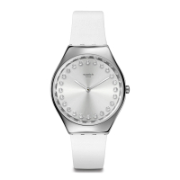 【SWATCH】Skin Irony 超薄金屬系列手錶 BRIGHT BLAZE 白晝珠光 男錶 女錶 瑞士錶 錶(38mm)