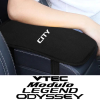 Car Armrest Mat Pad For Honda City Odyssey Modulo Legend DOHC Vezel VTEC Auto Arm Rest Cushion Hand Supports Protective Cover