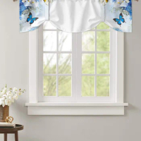 Butterfly Flower Window Curtain Bedroom Roman Curtain Adjustable Tie Up Curtain for Small Window Rod Pocket