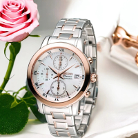 【SEIKO 精工】Premier 珍珠母貝 時尚 計時 腕錶  手錶 藍寶石 腕錶 禮物 母親節(7T92-0TG0S/SNDV68J1)
