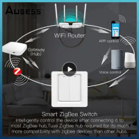 Tuya Zigbee Smart Switch Push Button Switch ZigBee No Neutral Required Smart Life Tuya APP Alexa Home Voice Control