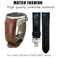 22mm 23mm 24mm Genuine Leather Watch Strap for Tissot T035 617 627 439 Brown Black Calfskin Watchband Butterfly Buckle Mens