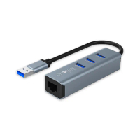 【日本秋葉原】USB3.0轉RJ45/3孔USB3.0高傳輸多功能集線器 鐵灰色