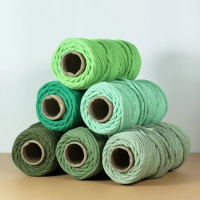 Macrame Cotton Cord 5mm 50m Green Twisted Cotton Cord for Plant hanger Crafts Knitting Natural Macrame Rope Wedding Home Decor
