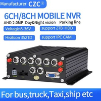 8-36VVehicle Taxi Bus DVR 6channel 8Channel HDD 1080P Mobile NVR Car DVR H.265 support SD Card 256G 2TB hdd