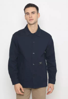 Police Denim POLICE Kemeja Polos Semi Jaket Navy Regular Fit Lengan Panjang Pria