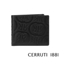 【Cerruti 1881】限量2折 義大利頂級小牛皮4卡零錢袋皮夾 全新專櫃展示品(黑色 CEPU05410M)