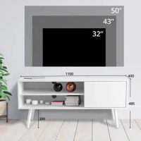 Modern TV cabinet console table with open shelving one door,wooden living room furniture white tv stand with storage