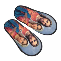 Sacred And Immaculate Hearts Guest Slippers for Hotel Women Custom Print Catholic Jesus and Mary House Slipper