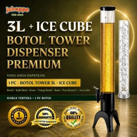 BERGARANSI Botol Tower Dispenser 3Liter + Ice Tube Ada Tabung Es Batu dan Lampu LED Premium Botol To