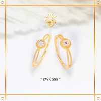 CINCIN EMAS WANITA MODEL PERMATA DOUBLE LAYER RING EMAS ASLI KADAR 6K (300) & 8K (375) KODE CWK 598 