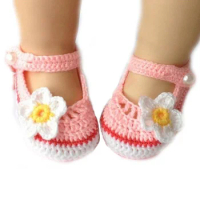 Baby Shoes Hand Knitted Newborn Finished Product Crochet Infant Crib for Girls White