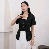 Kebaya Kutu Baru Gita Katun Bolong maroon