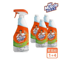 1+4家庭組｜威猛先生 浴室全效清潔劑-除垢-噴槍瓶×1+補充瓶×4