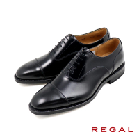 【REGAL】日本原廠透氣舒適質感商務牛津鞋 黑色(41EL-BL)