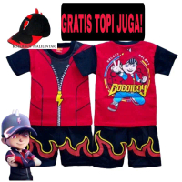 BAJU BOBOIBOY HALILINTAR GRATIS TOPI/BAJU BOBOIBOY/SETELAN ANAK COWOK Anak