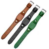 20/22MM Green Brown Black Tray Watchband Rivet Genuine Leather Watch Strap For FOSSIL Omega Wristband Bracelet