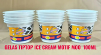 Gelas Plastik TIP TOP Ice Cream Motif MOO 100ml / Cup Ice Cream Motif MOO 100ml ( isi 50pcs ) Tanpa