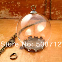 20sets Clear Glass Globe Necklace Kit Bottle Pendant DIY Antique Bronze Top Terrarium Bottle Charm Apothecary Jewelry Supplies
