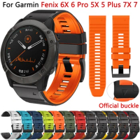 Silicone Watch Band For Garmin Fenix 6X 6 Pro 7X 7 5 5X Plus 3 HR Epix 2 945 955 Strap 22 26mm Wristband Quick Release Watchband