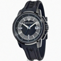 【MASERATI 瑪莎拉蒂】瑪莎拉蒂男女通用錶型號R8851123004(黑色錶面黑錶殼深黑色矽膠錶帶款)