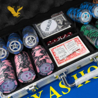 500pcs Casino Style Plaque Poker Chips Clay Wheat Ears Chip Set With Aluminum Case
