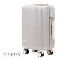 【Bogazy】雅典美爵 26吋鏡面光感海關鎖可加大行李箱(暖暖灰)