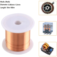 1-3Rolls copper lacquer wire 0.06mm -1.2mm Cable Copper Wire Magnet Wire Enameled Copper Winding Wire Coil Copper Wire