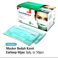 Masker Bedah Karet Onemed 3ply isi 50pc warna hijau