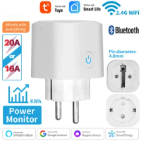 Tuya Smart Socket WIFI 16A/20A EU Plug With Monitoring Timing Function Smart Home Electronic Power Outlet Alexa Google Home