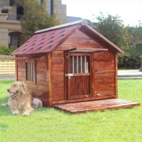 Solid Wood Kennel Rainproof Luxury Pet Villa Outdoor Comfortable Dog and Cats House Large Dog Kennel Creative Pets Fences B