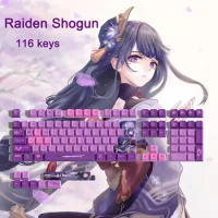 Genshin Impact Keycaps Hu Tao Nahida Shenhe Raiden Shogun Keyboard Keycap Anime PBT Cosplay Keycaps OEM MX Switch DIY Keyboard