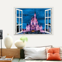 城堡 3D立體壁貼 可重覆黏貼 貼紙 辦公室 客廳 臥室貼 假窗戶風景 沂軒精品 E0034