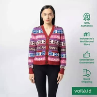[12.12 Dealcember] Ganni Logo Wool Mix Cardigan Pink XXS Multi,Pink