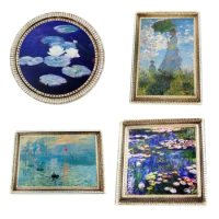 Monet's Paintings Fridge Magnets Mini Monet's Famous Paintings Magnetic Stickers for Message Board Elegant Home Decor Nice Gifts