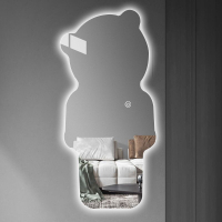 智能全身鏡小熊穿衣鏡led發光帶燈裝飾鏡壁掛設計感試衣鏡