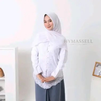 Kebaya sekolah SMP SMA bordir putih polos lengan panjang M