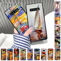 sunset boat Oil Painting Phone Cover For Samsung Galaxy Note9 note10plus note20ultra S23 S21FE S22PLUS S24ULTRA S20FE Cases