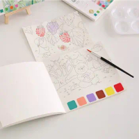 DIY Toys Coloring Toys Gouache Art Set Coloring Books With Paint and Brush Blank Doodle Book Set Watercolor Paper Drawing Book