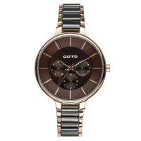 【GOTO】簡約三眼半陶帶手錶-IP玫x咖(GS0097B-43-C41)