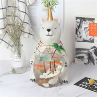 辦公室動物獨角獸造型魚缸創意家居擺件魚缸造景樹脂工藝品