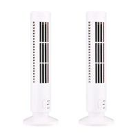 AFBC 2X New USB Tower Fan Bladeless Fan Tower Electric Fan Mini Vertical Air Conditioner, Bladeless Standing Fan White
