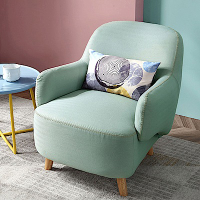 林氏木業北歐小清新設計款可拆洗單人布沙發(附抱枕)DY16-天藍色 (H014359779)