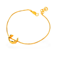 【福西珠寶】黃金手鍊 藍星月格紋C形造型手鍊(金重:1.08錢+-0.03錢)