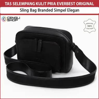 TAS SELEMPANG KULIT PRIA EVERBEST ORIGINAL SLING BAG BRANDED SIMPEL ELEGAN HITAM EM23