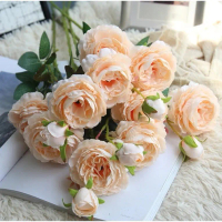 5&9 Heads Premium Rose Velvet Rose Artificial flower High-fidelity Rose For Decor Supplies