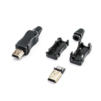 Mini USB Male 5Pin With Sheath Connectors Plastic Shell USB Connector Jack Tail Plug Mini Sockect Terminals mp3/4/5