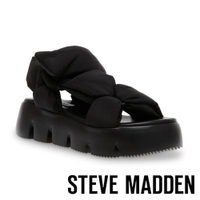 STEVE MADDEN-BONKERS 布面粗帶厚底涼鞋-黑色