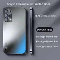 Acrylic Shockproof Armor Case For Oppo Reno 7 Pro Straight Electroplated Cover for Oppo Reno 6 5 4 8 Pro Anti-knock Phone Fundas