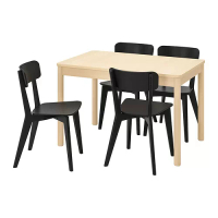 RÖNNINGE/LISABO 餐桌附4張餐椅, 樺木/黑色